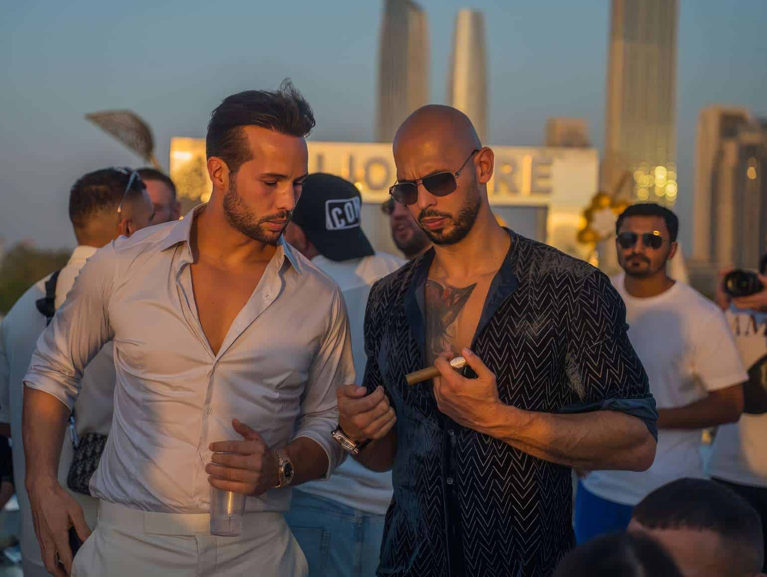 Andrew and Tristan Tate on a boat in Dubai