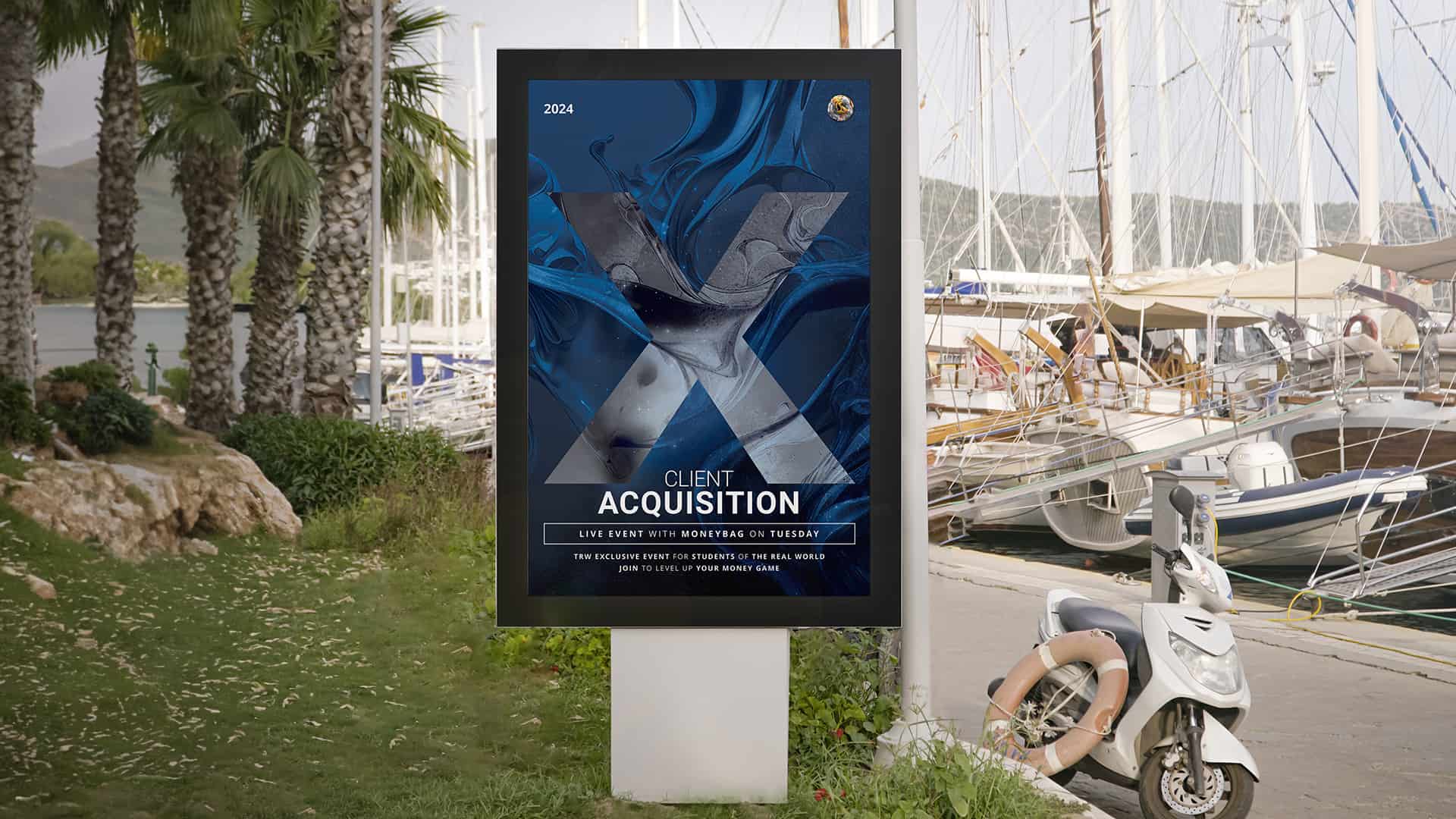 Poster Mockup of the Client Acquisition AMA on Tuesday